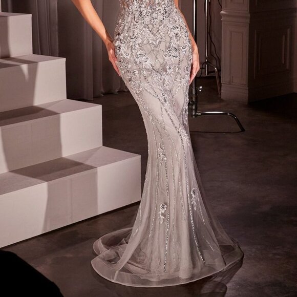 NEW FORMAL LONG SLEEVELESS MERMAID PROM DRESS W/ RHINESTONES EMBROIDERY CD795 - Picture 9 of 9